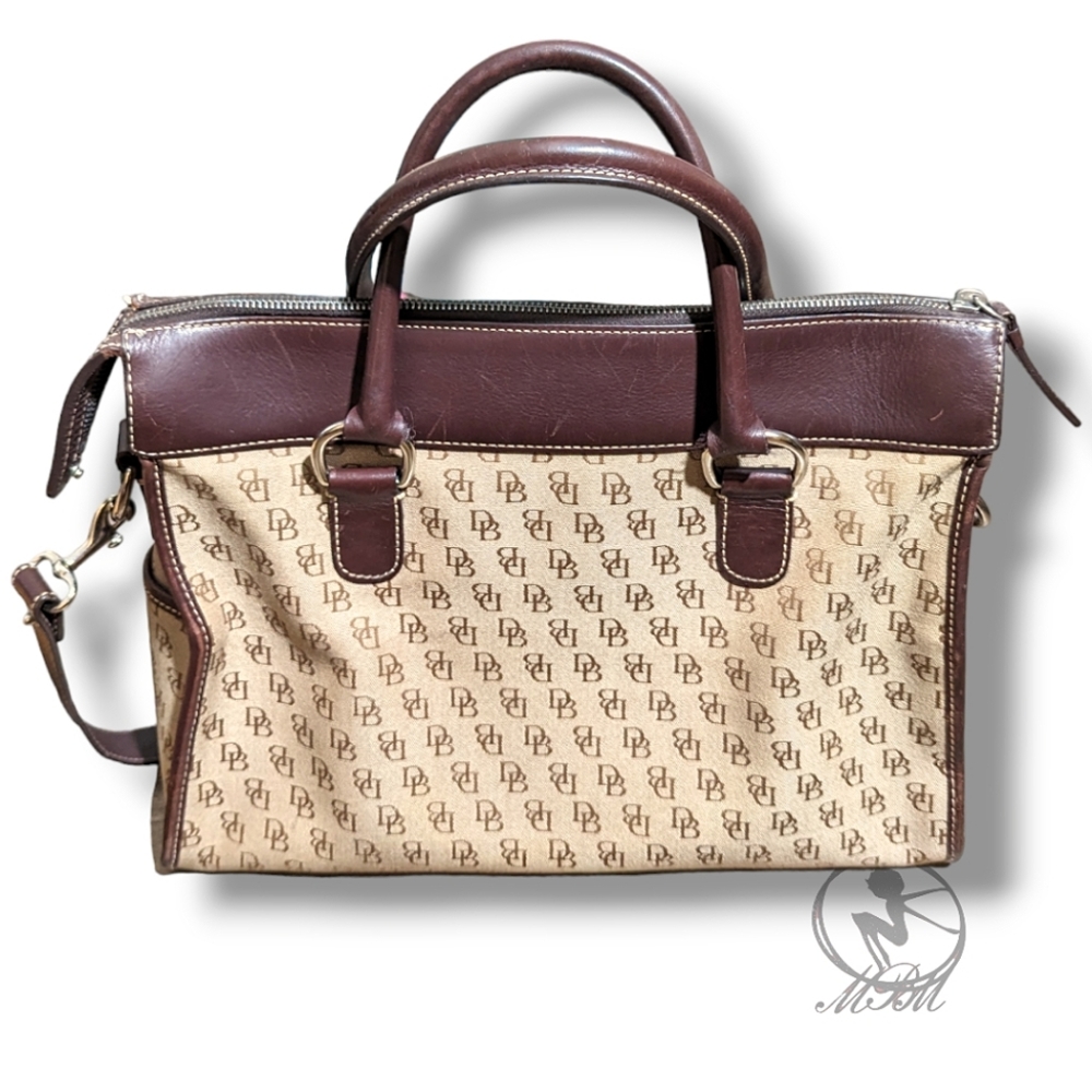 Dooney & Bourke Double Pocket Logo Satchel Crossbody Jacquard Signature Purse - Picture 4 of 8